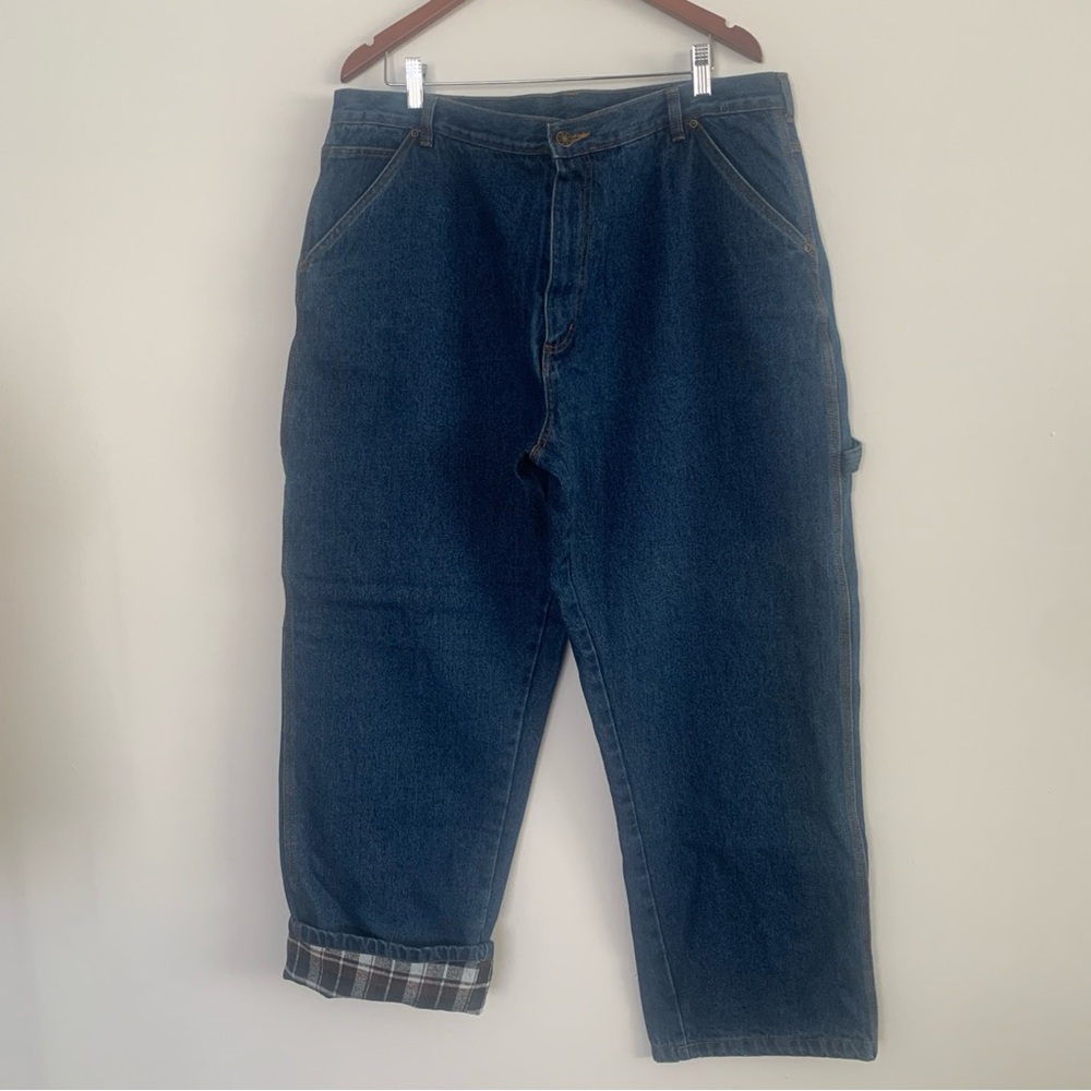 Smith's Workwear Mens Flannel Lined Carpenter Jeans Medium Wash Denim 40x32